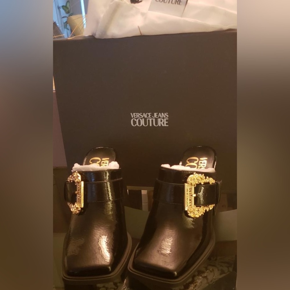 Versace Jeans Couture baroque buckle mules - Picture 1 of 5